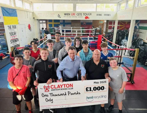 Clayton Boxing Club thanks HML Recycling for generous £1,000 donation ahead of international competition