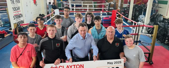 Clayton Boxing Club thanks HML Recycling for generous £1,000 donation ahead of international competition