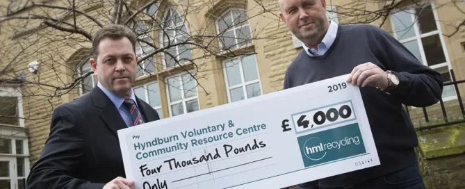 HML Recycling gives £4000 to help Hyndburn Voluntary and Community Resource Centre